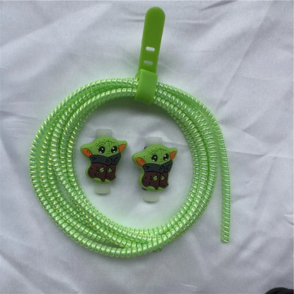 Cable Protector Set for iPhone Huawei Samsung Anti-break Spring Protection Rope Wire Cord Rope Earphone Bobbin Winder