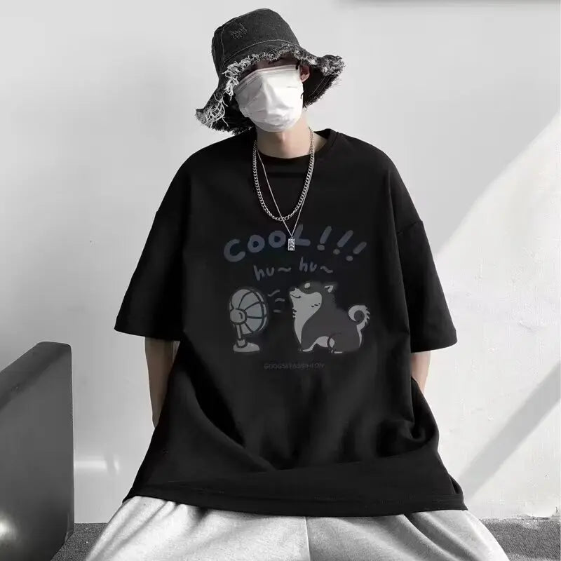 Korean Oversized Baggy T-shirt for Men Summer Casual Short Sleeve Couple Wear Harajuku Tops Tee Japan Y2k Streetwear