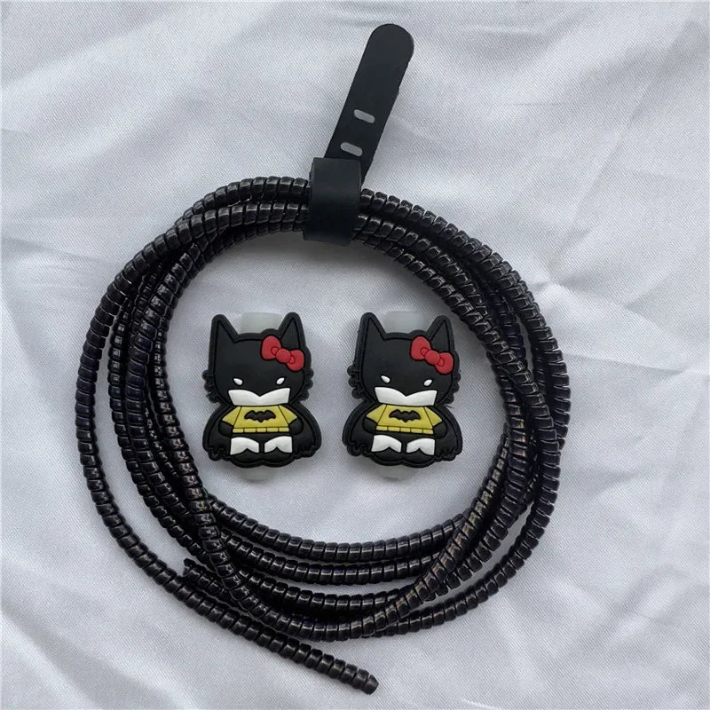 Cable Protector Set for iPhone Huawei Samsung Anti-break Spring Protection Rope Wire Cord Rope Earphone Bobbin Winder