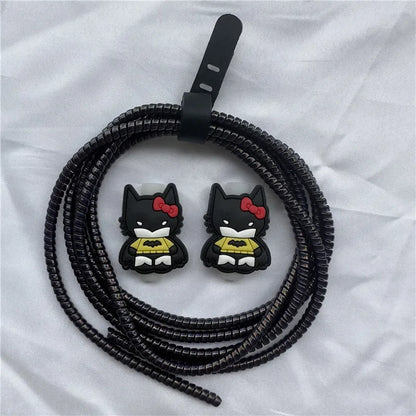 Cable Protector Set for iPhone Huawei Samsung Anti-break Spring Protection Rope Wire Cord Rope Earphone Bobbin Winder