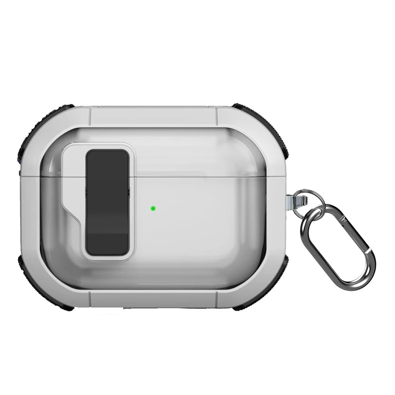 Automatic Switch Safety Lock Case For Airpods 4 For Airpods Pro 2 3 1 case Shockproof Transparent Earphone Case with hook