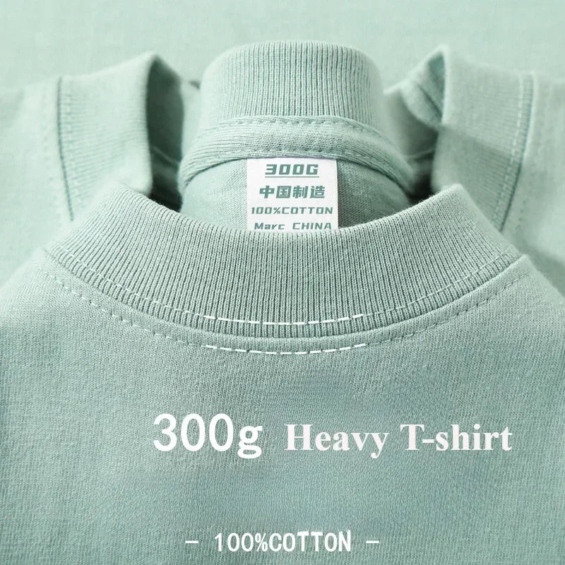 Summer 100% Cotton Men T Shirts 300grams Heavy Duty Short Sleeve Casual Basic Solid Color Ovesize Men Women Tops T-shirt