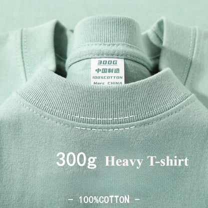Summer 100% Cotton Men T Shirts 300grams Heavy Duty Short Sleeve Casual Basic Solid Color Ovesize Men Women Tops T-shirt
