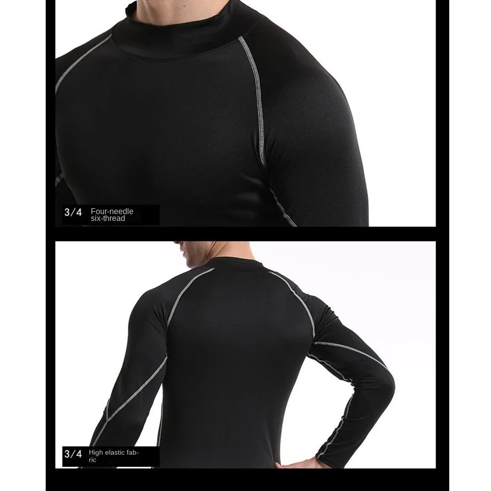 Mens Sportswear Trainning Exercise T-Shirts Compression Fitness Long Sleeve Sports Red Bull Shirts Quick Dry Tight Gym Clothing