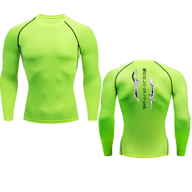 Animated Compression T Shirt Dagger Print for Men Athletic Quick Dry Tops Rash Guard Gym Workout Running Baselayers Undershirts