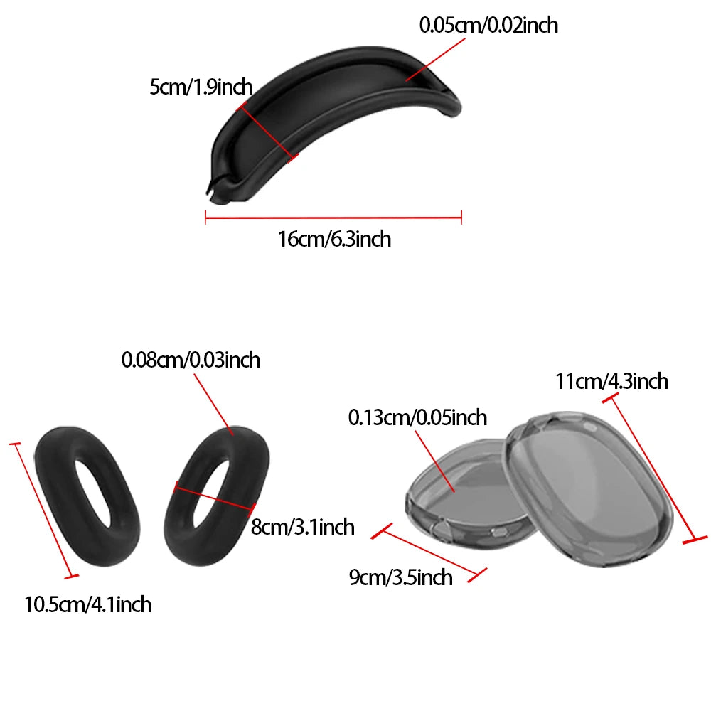 3 in 1 Silicone + TPU Case for Airpods Max Translucence Cases Wireless Headphones Cover Earphone Protective Covers Accessories