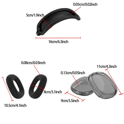 3 in 1 Silicone + TPU Case for Airpods Max Translucence Cases Wireless Headphones Cover Earphone Protective Covers Accessories