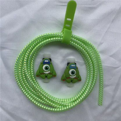 Cable Protector Set for iPhone Huawei Samsung Anti-break Spring Protection Rope Wire Cord Rope Earphone Bobbin Winder