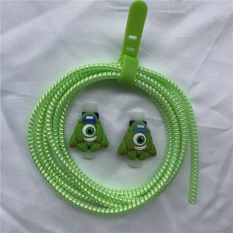 Cable Protector Set for iPhone Huawei Samsung Anti-break Spring Protection Rope Wire Cord Rope Earphone Bobbin Winder