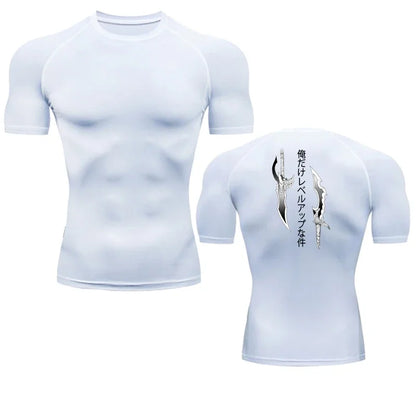 Animated Compression T Shirt Dagger Print for Men Athletic Quick Dry Tops Rash Guard Gym Workout Running Baselayers Undershirts