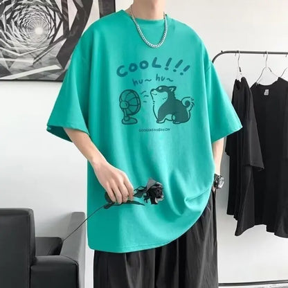 Korean Oversized Baggy T-shirt for Men Summer Casual Short Sleeve Couple Wear Harajuku Tops Tee Japan Y2k Streetwear