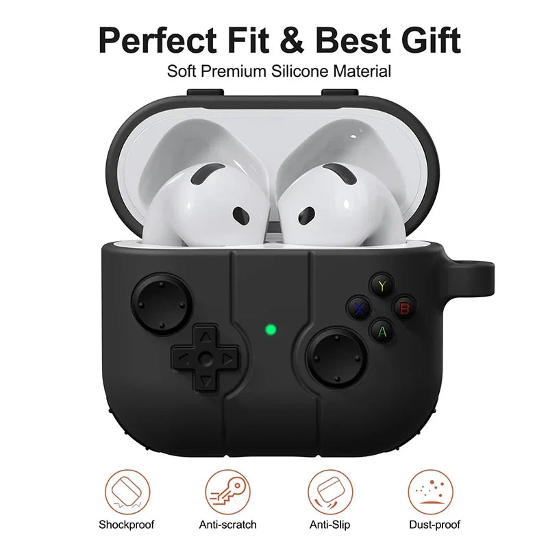 Earphone Case For Airpods 4 2024 Cute Cartoon 3D Gamepad Silicone Shockproof Box Cover For Airpods Pro 2 2nd 3 Cases With Hook