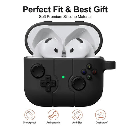 Earphone Case For Airpods 4 2024 Cute Cartoon 3D Gamepad Silicone Shockproof Box Cover For Airpods Pro 2 2nd 3 Cases With Hook