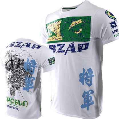 Summer Men's T-Shirt Muay Thai Running Fitness Sports Short Sleeve Outdoor Boxing Wrestling Tracksuits Breathable Men's clothing