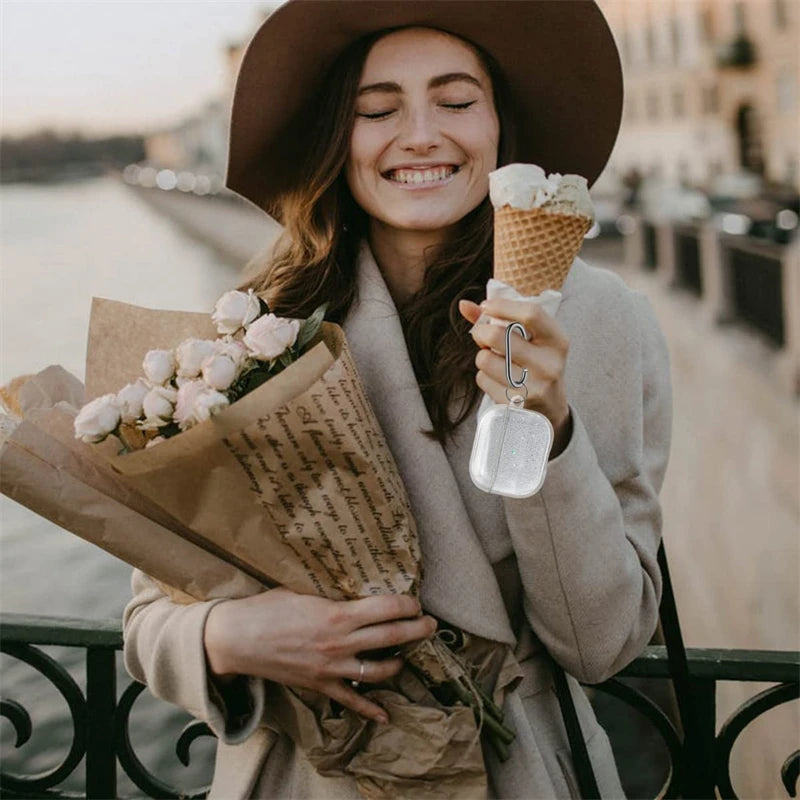 Luxury Bling Glitter Clear Earphones Case For Airpods Pro 1 2 Soft Silicone Headphone Cover For Air Pods 3 2 1 Charging Box Bag