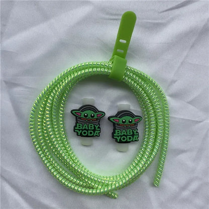 Cable Protector Set for iPhone Huawei Samsung Anti-break Spring Protection Rope Wire Cord Rope Earphone Bobbin Winder