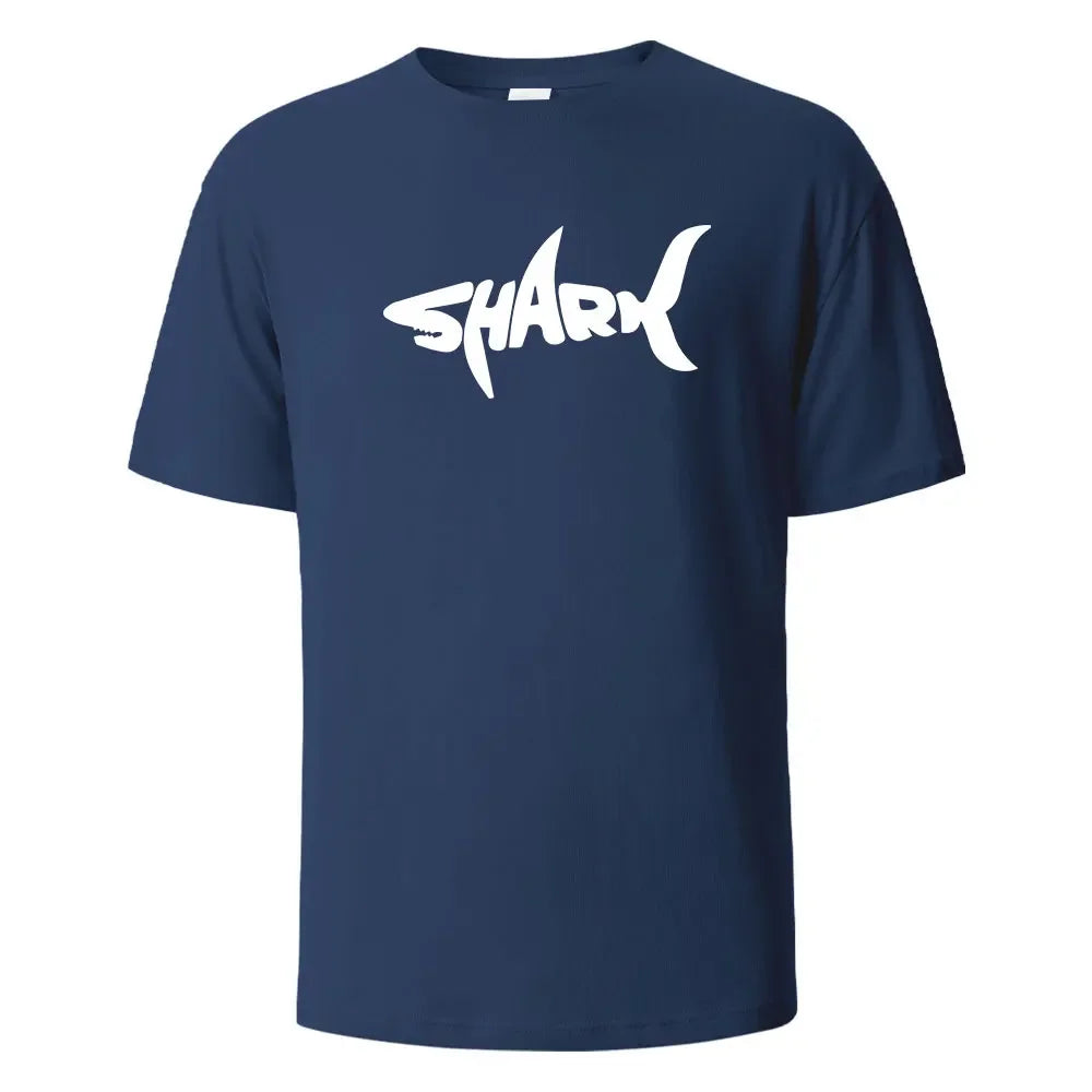 Shark Print T-Shirt 100% Cotton Summer Tees For Men Women Oversize Casual Tops