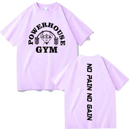 Funny Powerhouse Gym No Pain No Gain T-shirt Harajuku Fitness Short Sleeve T-shirts Men Women Casual Fashion Oversized T Shirt