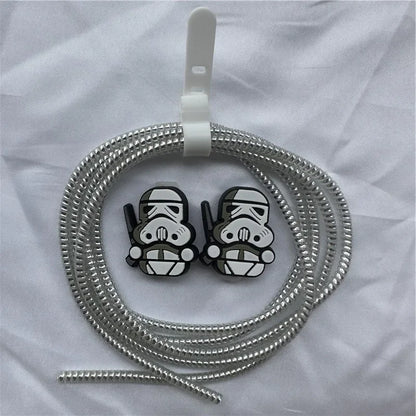 Cable Protector Set for iPhone Huawei Samsung Anti-break Spring Protection Rope Wire Cord Rope Earphone Bobbin Winder