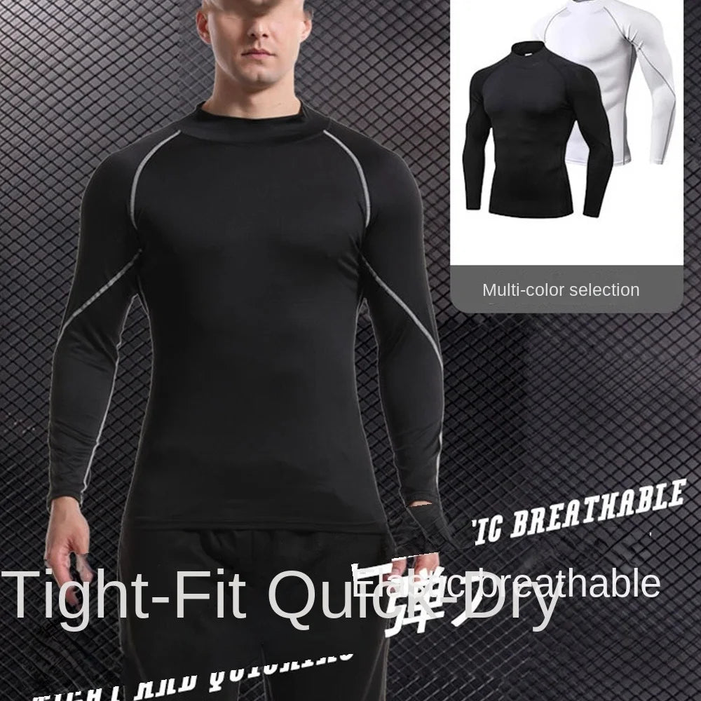 Mens Sportswear Trainning Exercise T-Shirts Compression Fitness Long Sleeve Sports Red Bull Shirts Quick Dry Tight Gym Clothing