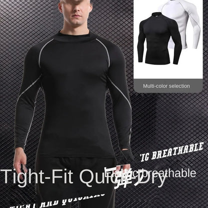 Mens Sportswear Trainning Exercise T-Shirts Compression Fitness Long Sleeve Sports Red Bull Shirts Quick Dry Tight Gym Clothing