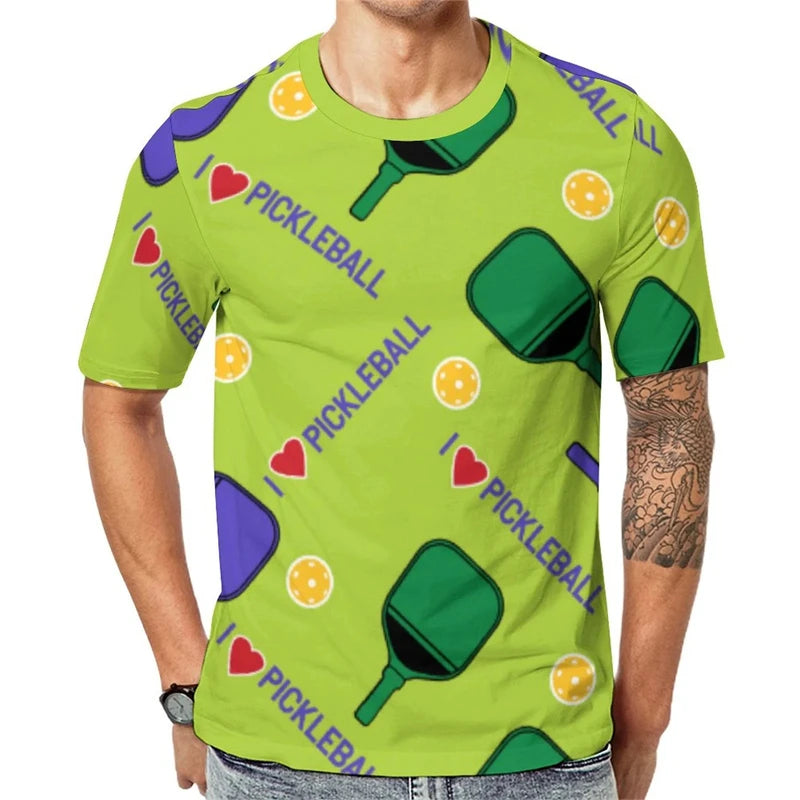 Popular Sports Funny Pickleball T-shirt For Men And Women Outdoor Sport Short Sleeve T Shirts Fashion Trend Kid Casual Tee Top