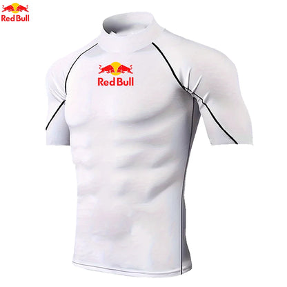 Mens Sportswear Trainning Exercise T-Shirts Compression Fitness Long Sleeve Sports Red Bull Shirts Quick Dry Tight Gym Clothing