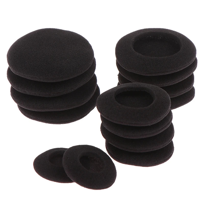 10pcs 3.5/4.5/5.5/6cm Black Foam Ear Pads Protection Thicken Sponge Replacement Cushions Covers Earphones for Headphones
