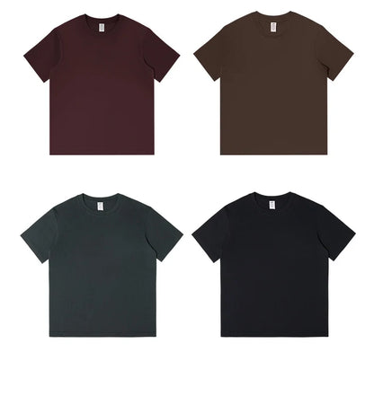 Men's 230g Heavy Cotton Short-sleeved T-shirt Men Pure Cotton Loose Solid Color Bottoming Shirt Trendy Man T-shirt Tops Clothes