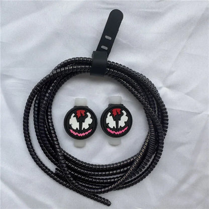 Cable Protector Set for iPhone Huawei Samsung Anti-break Spring Protection Rope Wire Cord Rope Earphone Bobbin Winder
