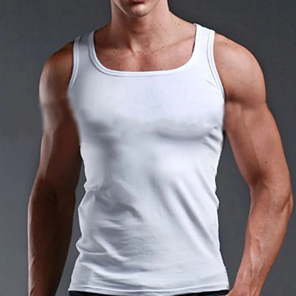 Hot Sale Mens Sport Fitness Underwaist Shirt Solid Elastic Cotton Vest Sweatshirt Tank Top Gym Fashion Jacket Cool Comfort Sexy