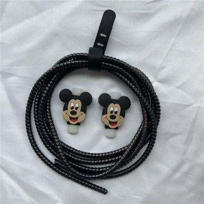 Cable Protector Set for iPhone Huawei Samsung Anti-break Spring Protection Rope Wire Cord Rope Earphone Bobbin Winder