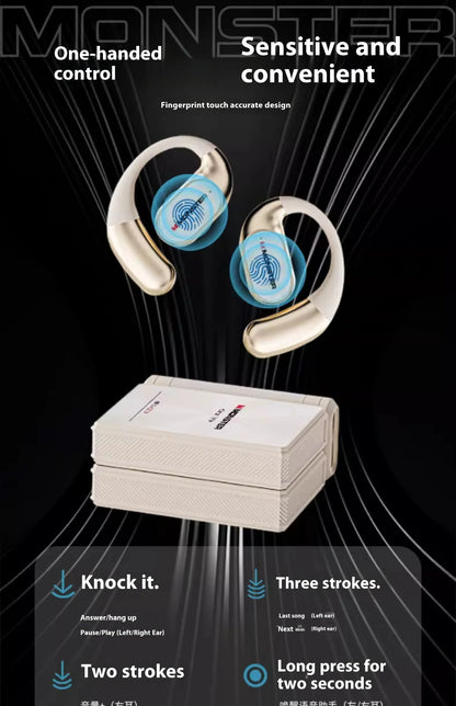 MONSTER AC530 Wireless Earphones Bone Conduction Ear Hanging Non in Ear Double Folding Ergonomics Bluetooth Sports Earphones