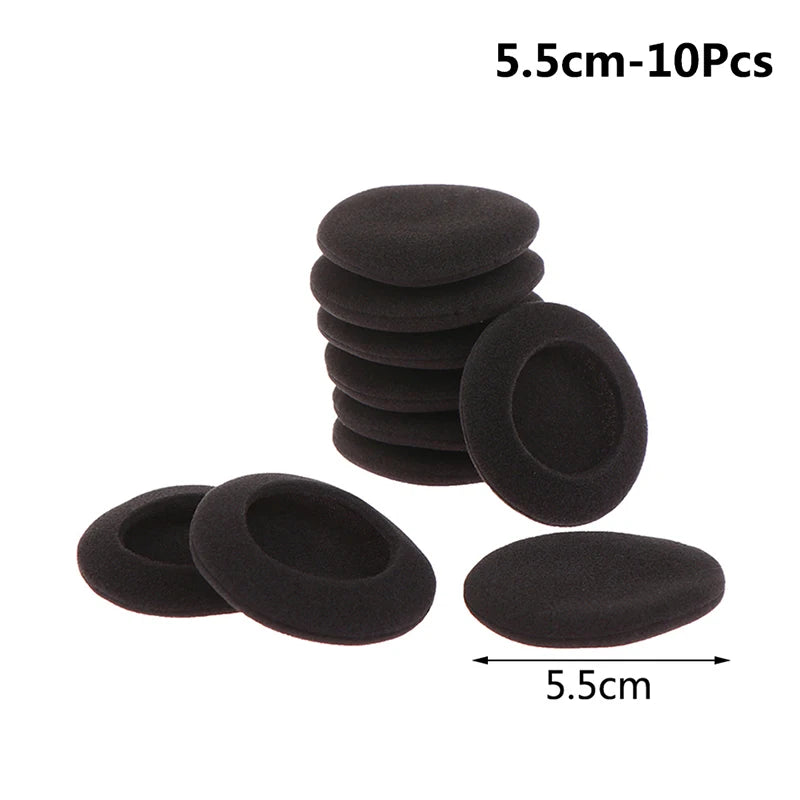 10pcs 3.5/4.5/5.5/6cm Black Foam Ear Pads Protection Thicken Sponge Replacement Cushions Covers Earphones for Headphones