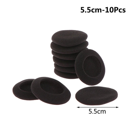 10pcs 3.5/4.5/5.5/6cm Black Foam Ear Pads Protection Thicken Sponge Replacement Cushions Covers Earphones for Headphones