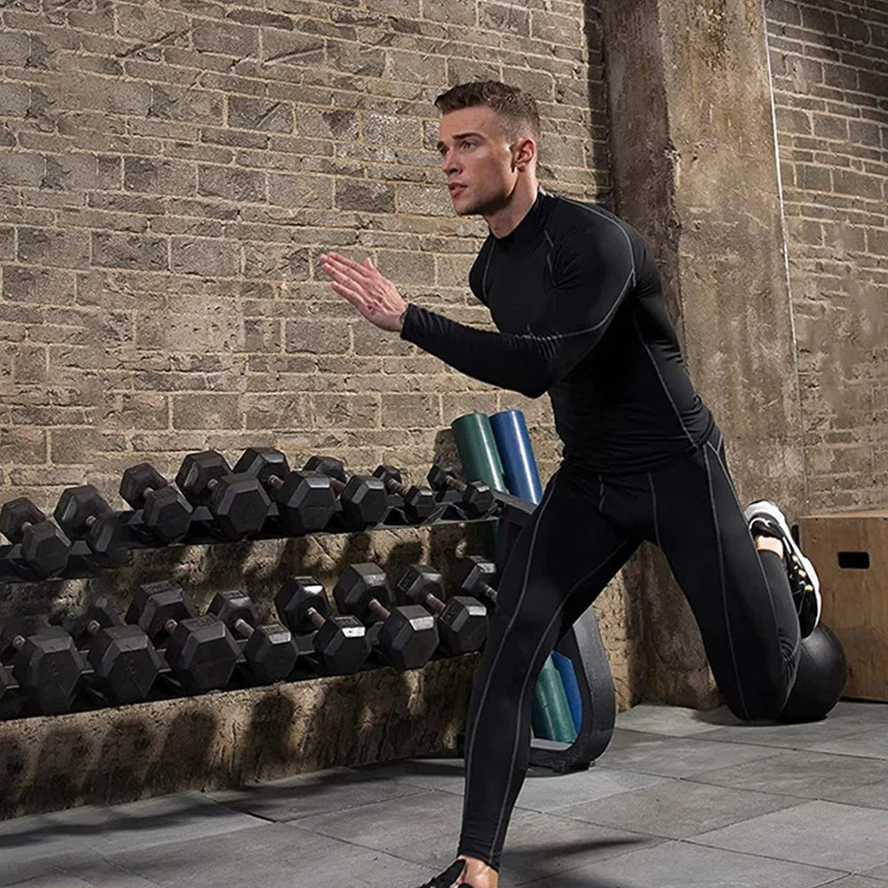 Mens Sportswear Trainning Exercise T-Shirts Compression Fitness Long Sleeve Sports Red Bull Shirts Quick Dry Tight Gym Clothing