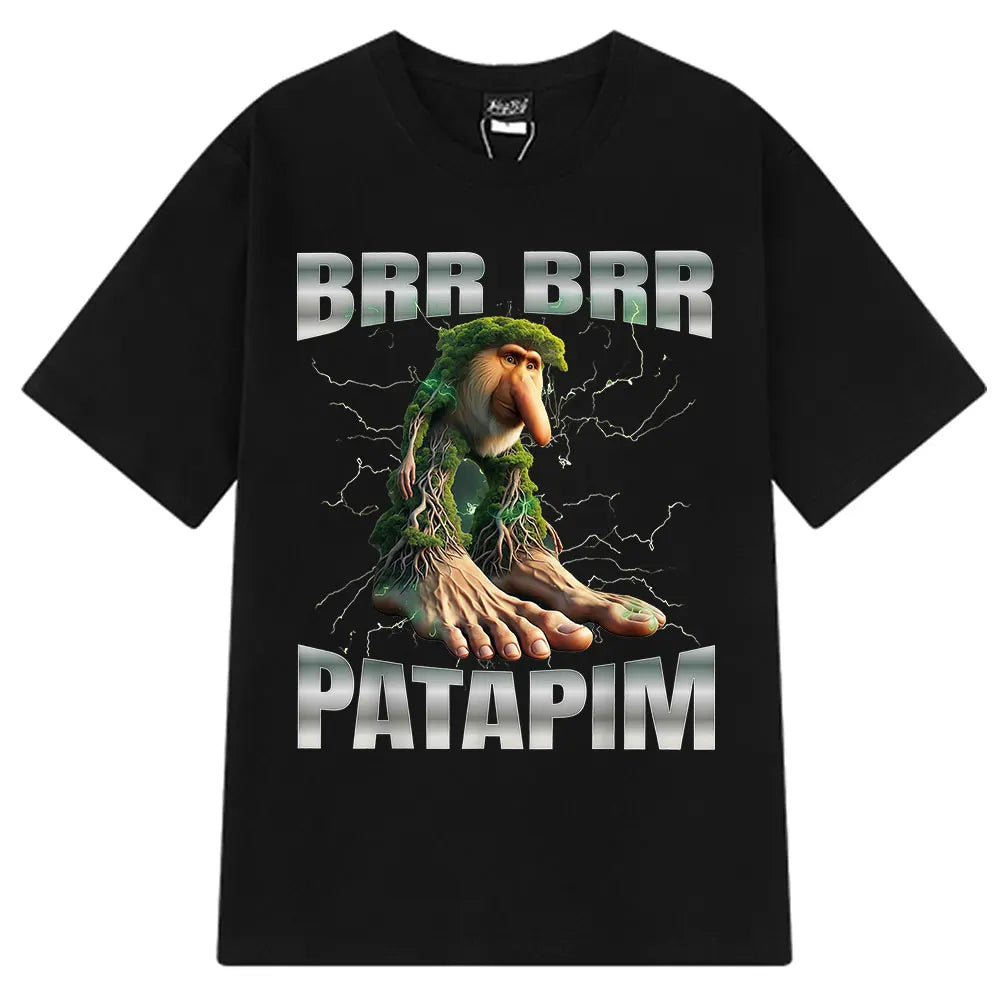 Brr Brr Patapim T Shirt Funny Italian Brainrot Meme Graphic T-shirt Men Women Summer 100% Cotton Cozy Soft O-Neck T-shirts Tops