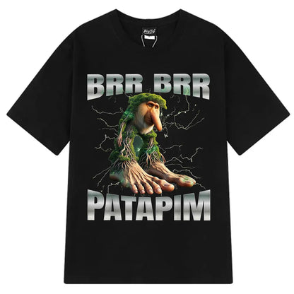 Brr Brr Patapim T Shirt Funny Italian Brainrot Meme Graphic T-shirt Men Women Summer 100% Cotton Cozy Soft O-Neck T-shirts Tops