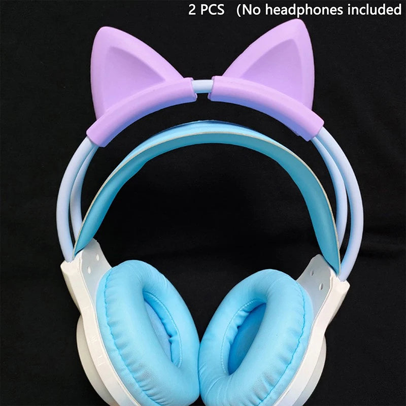 2 Pieces Cat Ear For Earphone Gaming Headsets Attachment Stereo Headset Decoration Lightweight Silicone Pendant