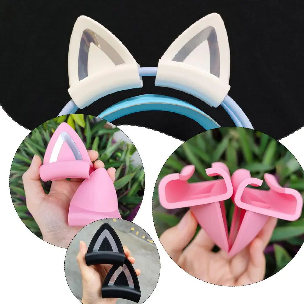 Headphones Accessories Cat Ear For Earphone Gaming Headsets Attachment Stereo Headset Decoration Lightweight Silicone Penda S1V6