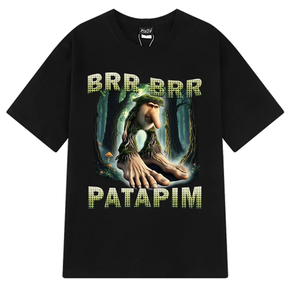 Brr Brr Patapim T Shirt Funny Italian Brainrot Meme Graphic T-shirt Men Women Summer 100% Cotton Cozy Soft O-Neck T-shirts Tops