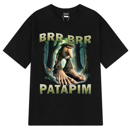 Brr Brr Patapim T Shirt Funny Italian Brainrot Meme Graphic T-shirt Men Women Summer 100% Cotton Cozy Soft O-Neck T-shirts Tops