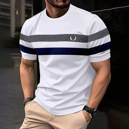 Summer Men's Clothing Casual O-Neck Loose Tops Funny 3D Striped Print Short Sleeve Fashion Breathable Streetwear Simple Pullover