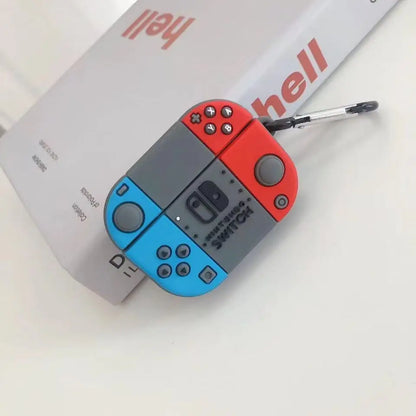 Game Console Silicone Earphone Protective Case Suitable for AirPods 1 2 3 4 Pro Pro2, with a Hanging Buckle - Soft Blue, Red, and Gray Material, Lightweight and Sturdy, Scratch-Resistant