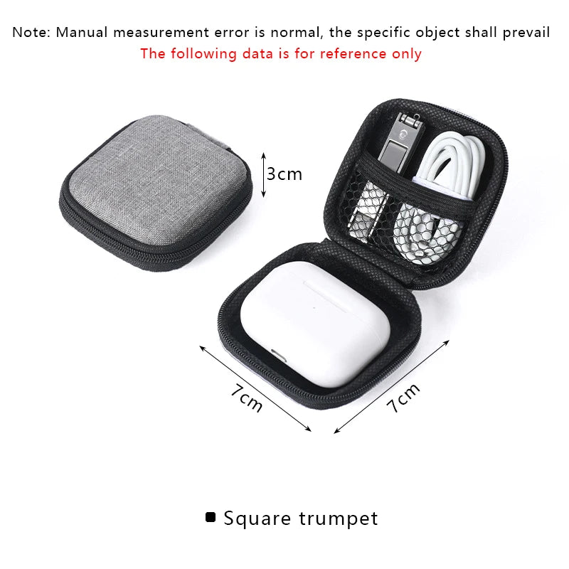 Mini Square EVA Earphone Protective Box Digital Charger Headphone Storage Bag USB Data Cable Organizer Carrying Pouch