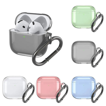 Transparent Case for AirPods 4 Wireless Bluetooth Earphone Soft TPU Clear Protective Cover with Hook for Air Pods 4 Accessories