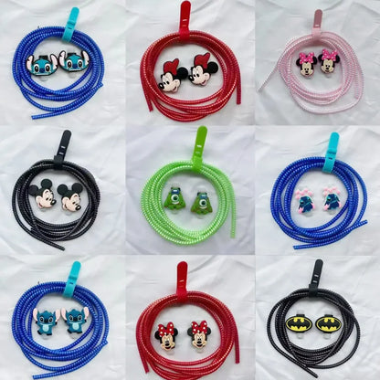 Cable Protector Set for iPhone Huawei Samsung Anti-break Spring Protection Rope Wire Cord Rope Earphone Bobbin Winder