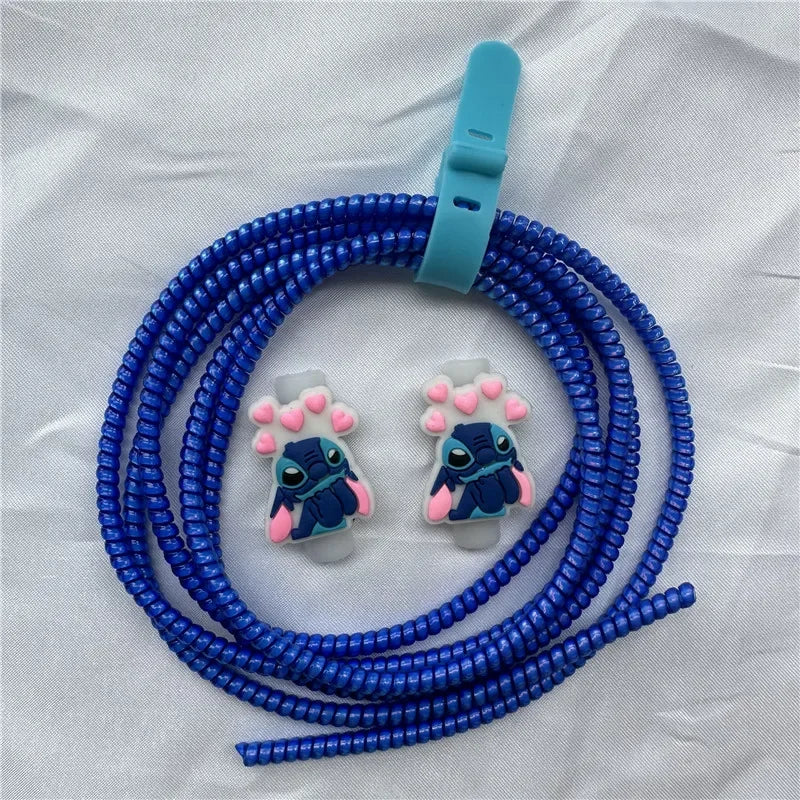 Cable Protector Set for iPhone Huawei Samsung Anti-break Spring Protection Rope Wire Cord Rope Earphone Bobbin Winder