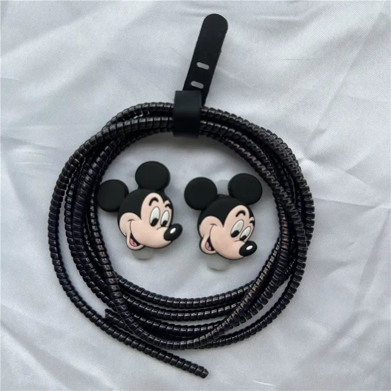 Cable Protector Set for iPhone Huawei Samsung Anti-break Spring Protection Rope Wire Cord Rope Earphone Bobbin Winder