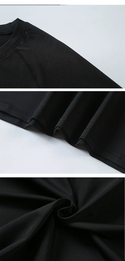 Men Compression White T-Shirts Short Sleeve Tops Tees Casual Gym T Shirt Man Quick Dry Football T Shirts Sportswear Male Clothes